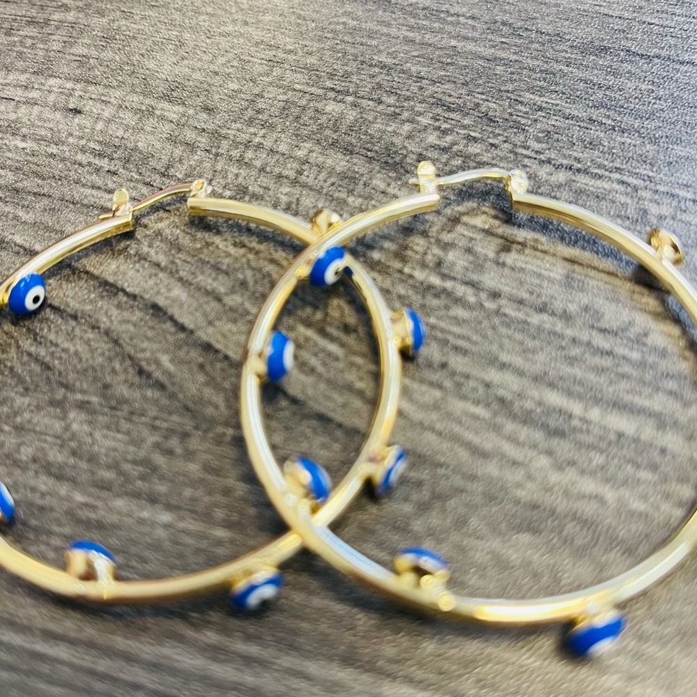 Turkish eye 14k gold plated earrings